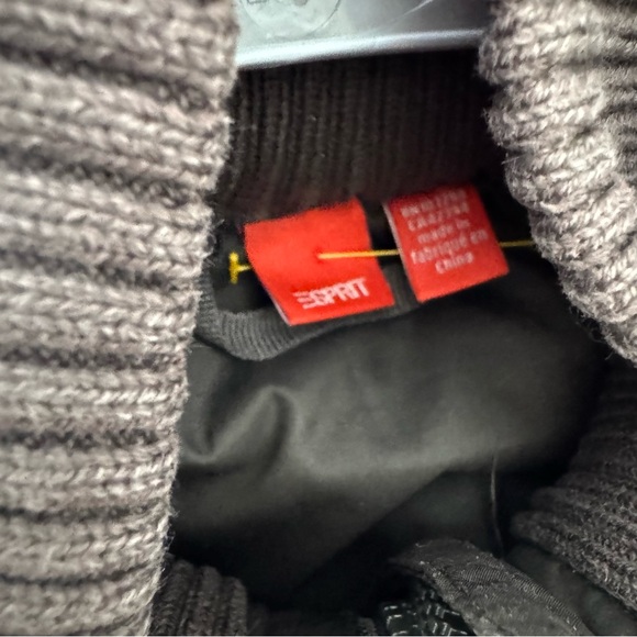 Espirit jacket coat down feather filled brown waist cinch inside button up fur - Picture 9 of 12